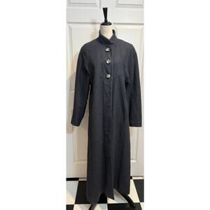 Harvé Benard Long Wool Blend Coat – Women’s Size 12P Vintage Gray Maxi Overcoat